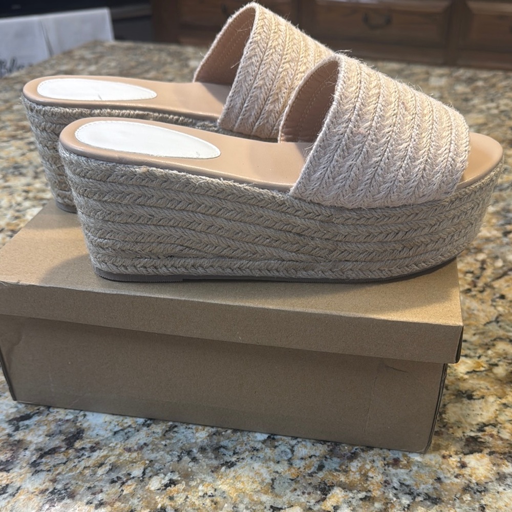 Women's Cream Platform Wedge Sandals